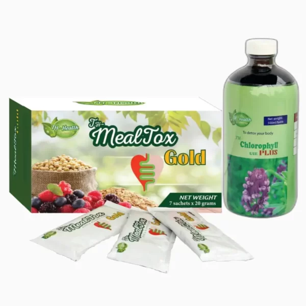 Combo mini thải độc giảm cân TH Health (1 chai diệp lục, 7 gói Mealtox) chính hãng giá tốt - Droppii Shops
