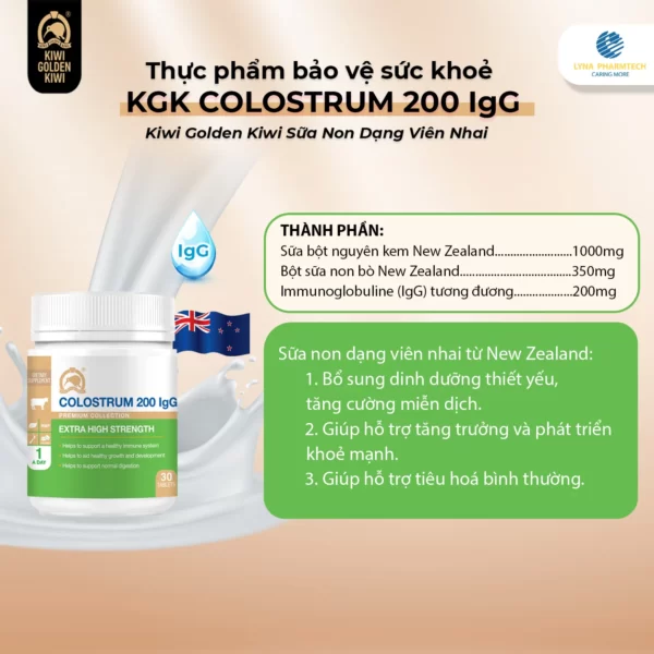 Thành phần và công dụng KGK Colostrum 200 IgG